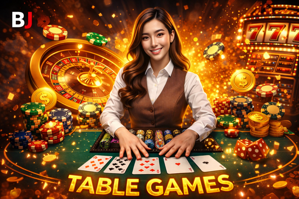 Classic casino table games including blackjack, roulette, and baccarat on Baji Live